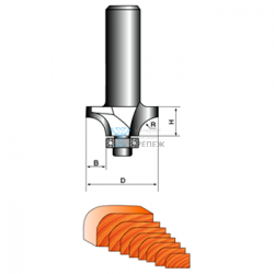 Фреза кромочная калевочная радиусная ''STRONG'' Ø 23мм.  H=10мм.   Ø хв. 8мм. R5